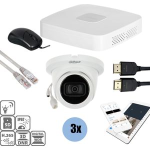 Set 3x Turret 8MP + Recorder & Bekabeling