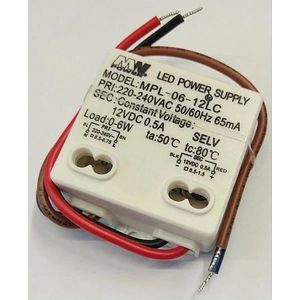 Voeding 12v 6w 0,5 Ampère - IP20