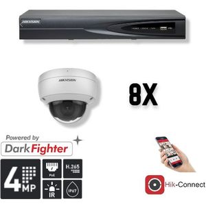 Hikvision Set 8x Dome 4MP + Recorder & Bekabeling