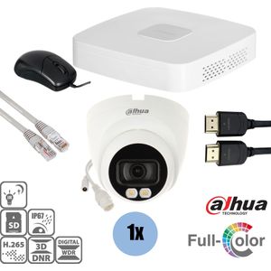 Set 1x Turret 4MP Full-Color + Recorder & Bekabeling