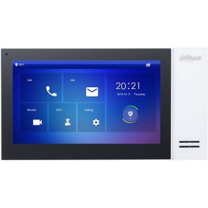 Dahua VTH2421FW-P, Binnenpost 7 inch Touch screen, wit, PoE, SIP