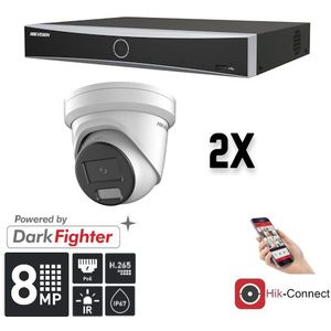 Set 2x Turret 8MP + Recorder & Bekabeling