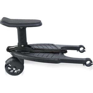 Happyment® Universeel Meerijdplankje - Voor kinderwagen - Met zitting - Buggyboard - Zwart