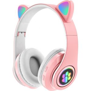 Kinder Koptelefoon-Draadloze Hoofdtelefoon-Kids Headset-Over Ear-Bluetooth-Microfoon-Katten Oorjtes-Led Verlichting