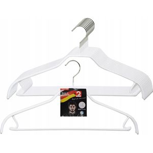 [Set van 5] MAWA 41FRS - metalen kledinghangers met broeklat, rokhaken en witte anti-slip coating