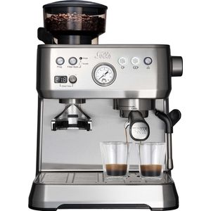 Solis Grind & Infuse Perfetta 1019 Pistonmachine - Espressomachine met Antistatische Koffiemolen - Zilver