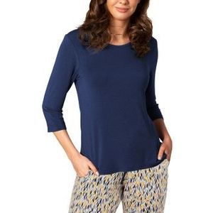 Lady Avenue Bamboo Pyjamas Three Quarter Sleeve Marine gemustert Bambus Medium Damen