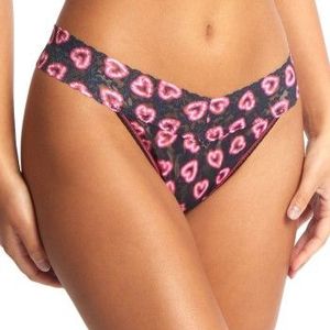 Hanky Panky 3P Printed Original Rise Thong Schwarz/Rosa Nylon One Size Damen