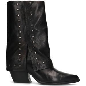 Schwarze Lederstiefel mit Nieten