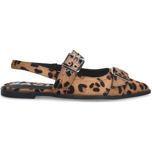 Slingbacks mit Schnallen und Leoprint