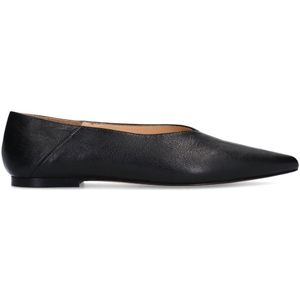 Schwarze Leder-Ballerinas