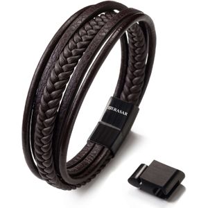 SERASAR - Braid - Leren Armband - Bruin - Echt Leer