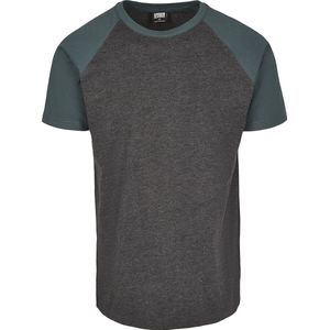 Urban Classics - Raglan Contrast Heren T-shirt Grijs Groen