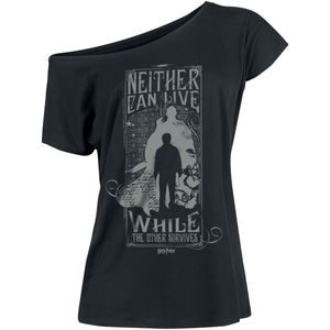 Harry Potter T-shirt - Neither Can Live - Harry & Voldemort - L - voor Vrouwen - zwart