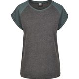 Urban Classics - Contrast Raglan Dames T-shirt Grijs Groen