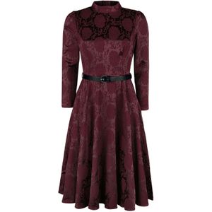 H&R London Medium-lengte jurk - Chevron Red Swing Dress - XS tot L - voor Vrouwen - donkerrood