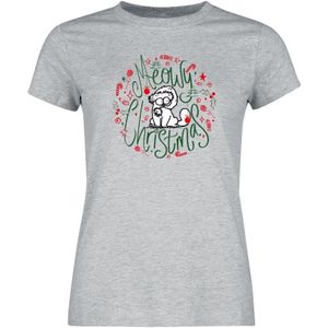Simon's Cat T-shirt - Meowy Christmas - L tot XXL - voor Vrouwen - grijs gemêleerd