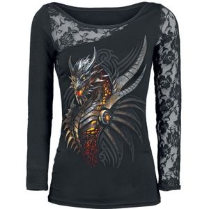 Spiral Shirt met lange mouwen - Razor Back - S tot XXL - voor Vrouwen - zwart