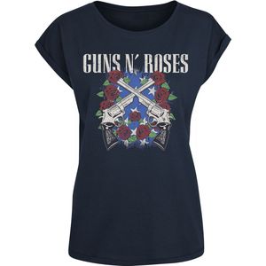 Guns N' Roses T-shirt - Pistol Wreath - S tot XXL - voor Vrouwen - navy
