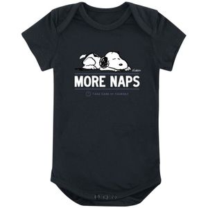 Peanuts Body voor babys - Snoopy - More Naps - voor meisjes en jongens - zwart