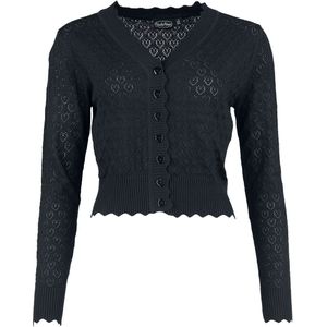 Voodoo Vixen Cardigan - Heart Pattern Scallop Edge Cardigan - XS tot XXL - voor Vrouwen - zwart