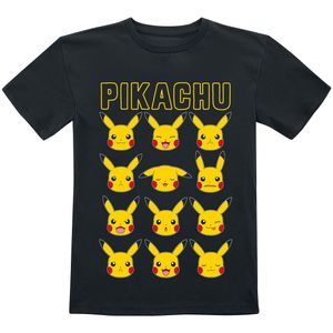 Pokémon - Gaming T-shirt voor kinderen - Kids - Pikachu Gesichter - voor Jongens & meisjes - zwart
