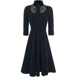 H&R London - Rockabilly Medium-lengte jurk - Nightshade Velvet Dress - S tot XL - voor Vrouwen - zwart