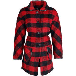 Hell Bunny Lange jassen - Manhattan Coat - XS tot XXL - voor Vrouwen - zwart-rood