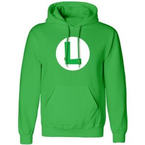 Super Mario - Gaming Trui met capuchon - Luigi Badge - S tot XXL - voor Mannen - groen