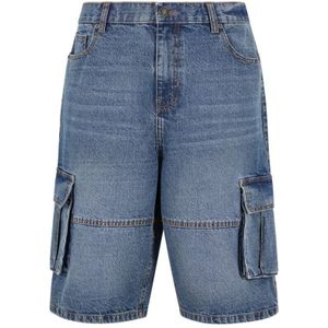 Urban Classics Korte broek - Relaxed Denim Cargo Shorts - 30 tot 34 - voor Mannen - blauw