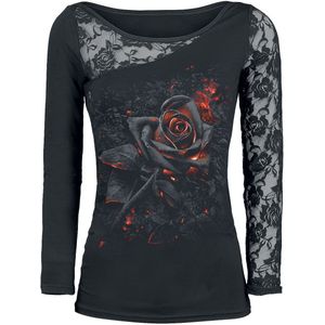 Spiral - Gothic Shirt met lange mouwen - Burnt Rose - S tot XXL - voor Vrouwen - zwart