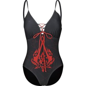 Assassin's Creed - Gaming Zwempak - Crest - S tot XXL - voor Vrouwen - zwart-rood