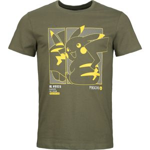 Pokémon - Gaming T-shirt - Green Pikachu - S tot XXL - voor Mannen - donkergroen
