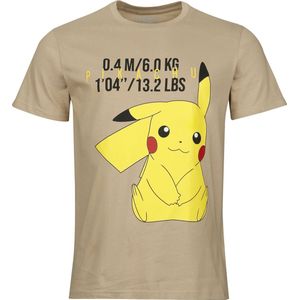 Pokémon - Gaming T-shirt - Pikachu - S tot XXL - voor Mannen - beige