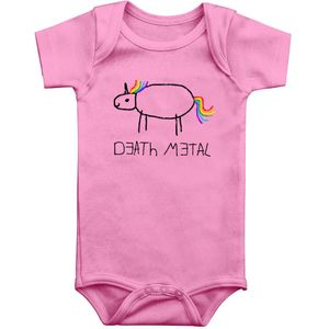 Death Metal - Eenhoorn Body voor kinderen - Kids - Death Metal - voor meisjes en jongens - lichtroze