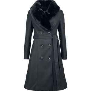Voodoo Vixen - Rockabilly Lange jassen - Double Breasted Black Dress Coat - XS tot XL - voor Vrouwen - zwart