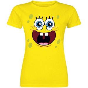 SpongeBob SquarePants T-shirt - Sponge Happy Face - S tot XXL - voor Vrouwen - geel