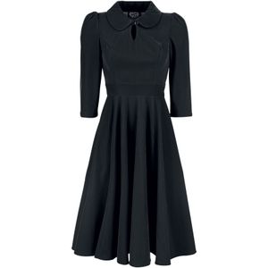 H&R London - Rockabilly Medium-lengte jurk - Glamorous Velvet Tea Dress - S tot 4XL - voor Vrouwen - zwart