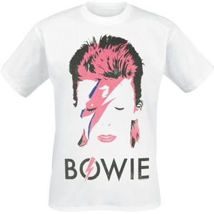 Bowie, David T-shirt - Aladdin Sane Distressed - S tot XXL - voor Mannen - wit