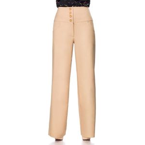 Belsira - Rockabilly Stoffen broeken - Marlenehose - S tot 3XL - voor Vrouwen - beige