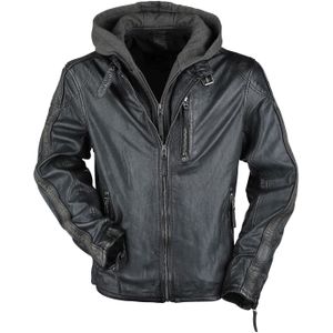 Gipsy Lederen jas - Steep Slim Fit Lasanv - M tot 5XL - voor Mannen - antraciet-olijf
