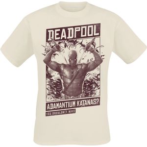 Deadpool - Marvel T-shirt - 3 - Adamantium Katanas - S tot XXL - voor Mannen - ecru