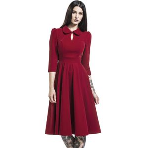 H&R London - Rockabilly Medium-lengte jurk - Glamorous Velvet Tea Dress - S tot XL - voor Vrouwen - rood