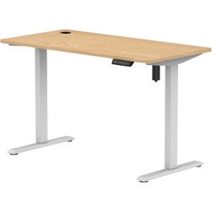 Zit-sta bureau compact 118x60 Wit / Naturel eiken