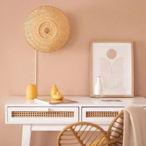 Rotan wandlamp met schakelaar en stekker 'Marnix' E27 fitting 32 cm