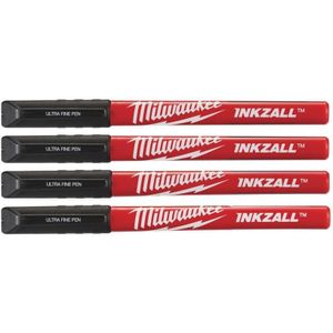 Milwaukee INKZALL™ markers met fijne punt. Inkzall Fine Tip Black Pennen - 4 stuks - 48223164