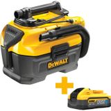 Dewalt Nat-/droogzuiger - 7,5L tankvolume, 954 l/min zuigvermogen - Compatibel met Dewalt XR accu's - DCV584L, zwart/geel