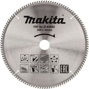 Makita Afkortzaagblad voor Multimaterial | Standaard | Ø 260mm Asgat 30mm 120T - D-65660