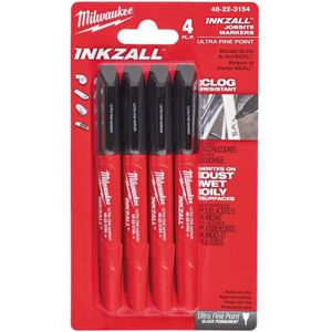 Milwaukee INKZALL™ markers Inkzall Fine Tip Markers - 4 stuks - 48223154