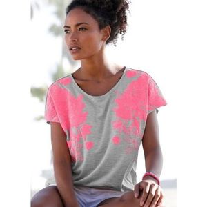 Vivance T-shirt met neonprint, shirt met korte mouwen, losse pasvorm